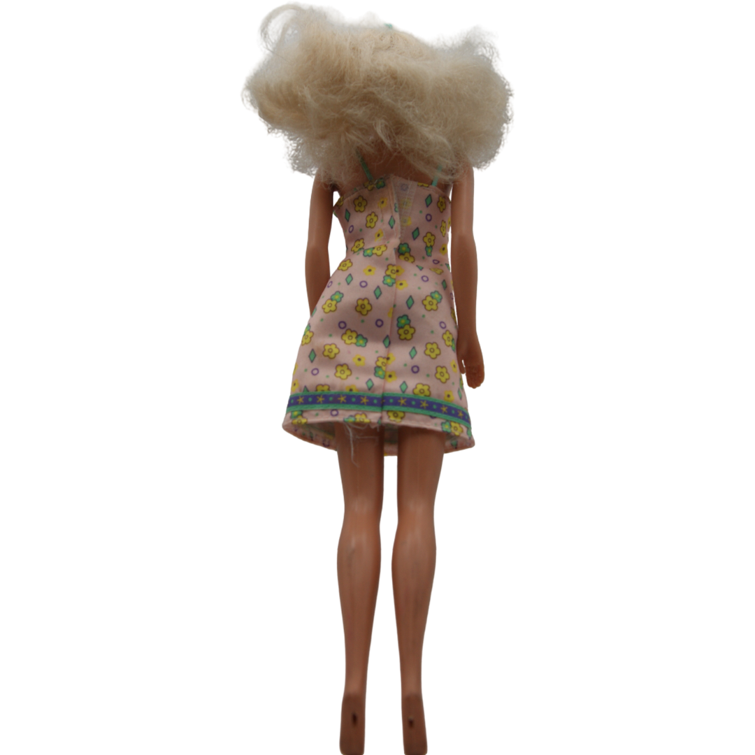 Mattel Barbie Puppe Blond Rosa Blumenkleid Vintage Fashion Doll ca. 29 cm