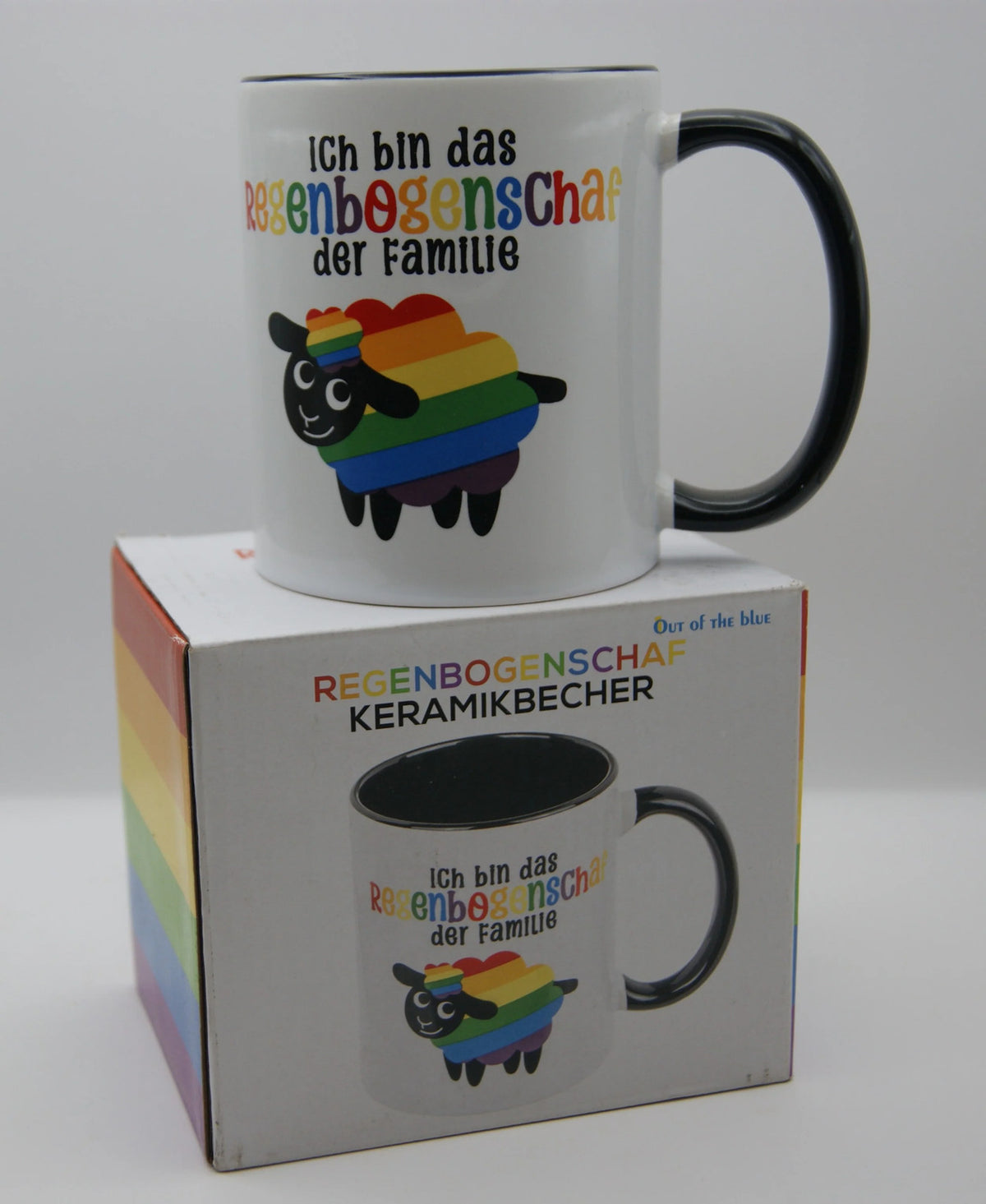 Out of the Blue Keramikbecher „Ich bin das Regenbogenschaf der Familie“ OVP