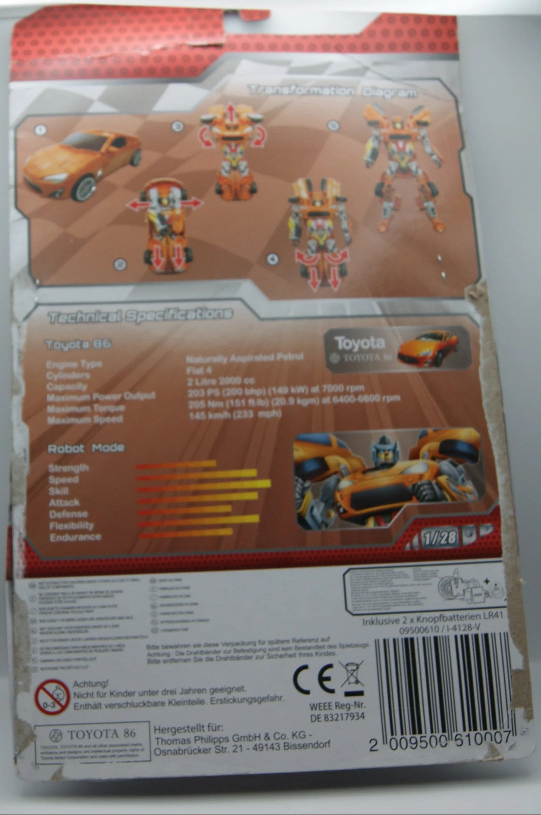 ACCO Toyota 86 Transforming Action Robot 1:28 Rot mit Lichtfunktion OVP