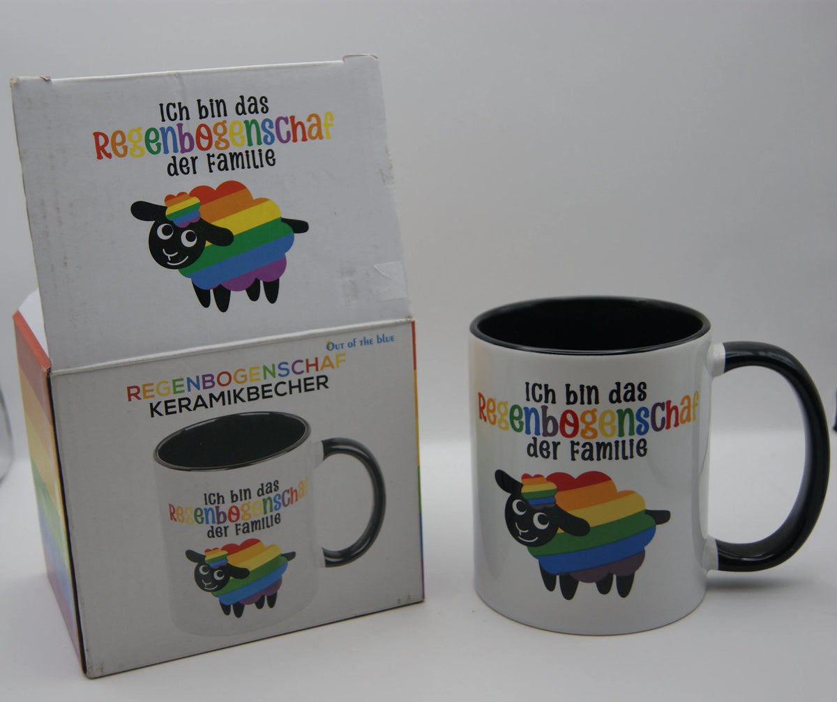 Out of the Blue Keramikbecher „Ich bin das Regenbogenschaf der Familie“ OVP
