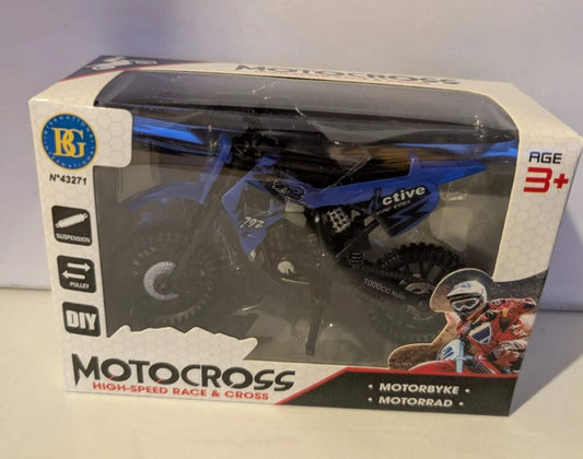 Motocross Motorrad Spielzeug – Blau – Mit Federung & Ständer – Neu OVP