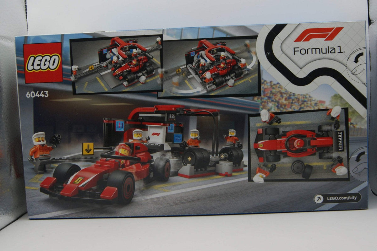 LEGO City 60443 F1 Boxenstopp mit Boxencrew Ferrari Flitzer 322 Teile OVP