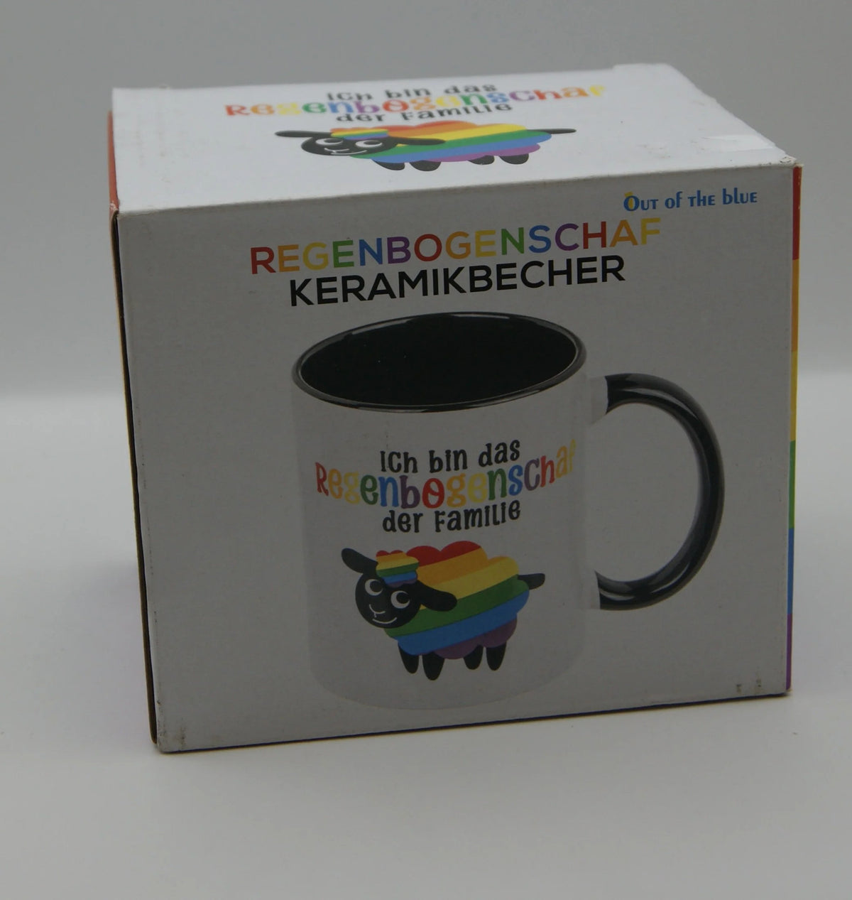 Out of the Blue Keramikbecher „Ich bin das Regenbogenschaf der Familie“ OVP