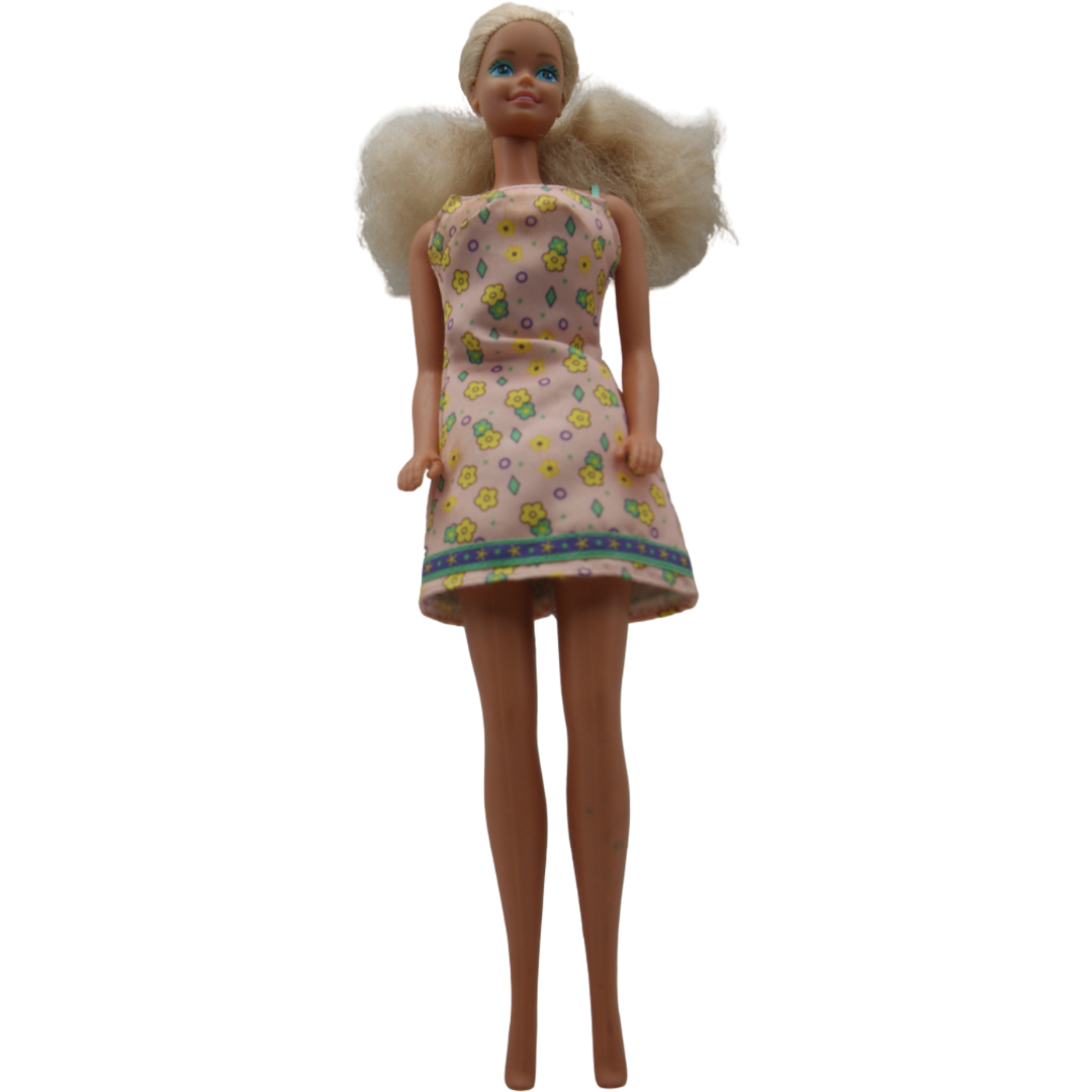 Mattel Barbie Puppe Blond Rosa Blumenkleid Vintage Fashion Doll ca. 29 cm