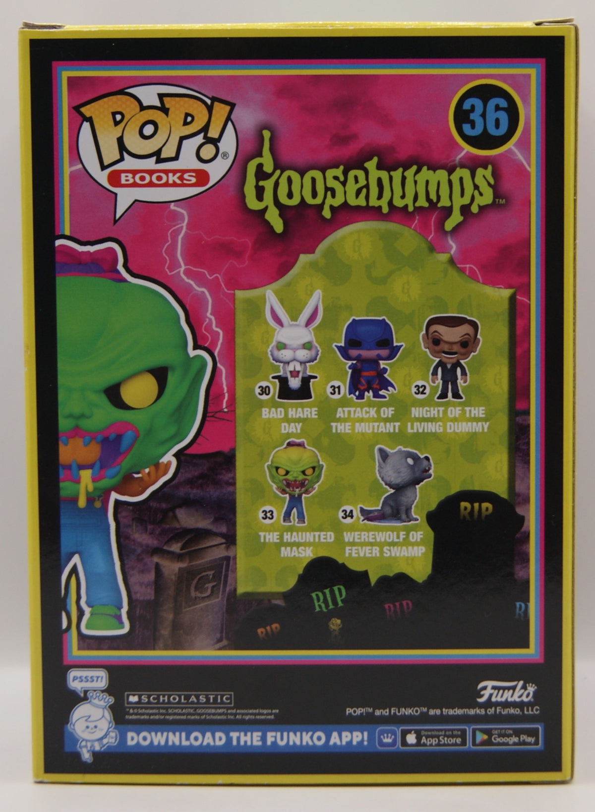 Funko Pop! Books Goosebumps The Haunted Mask #36 Black Light Special Edition OVP