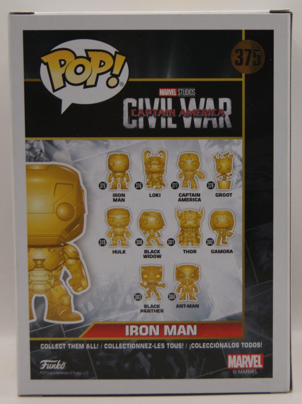 Funko Pop! Marvel Studios Iron Man #375 Gold Chrome First Ten Years Civil War OVP